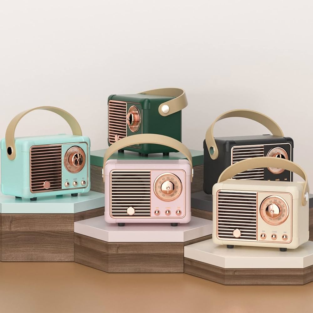 Dosmix Retro Bluetooth Speaker, Vintage Decor, Mini Wireless Bluetooth Speaker, Cute Old Fashion Style for Kitchen Desk Bedroom Office Party Outdoor Accessories for iPhone Android (Green)